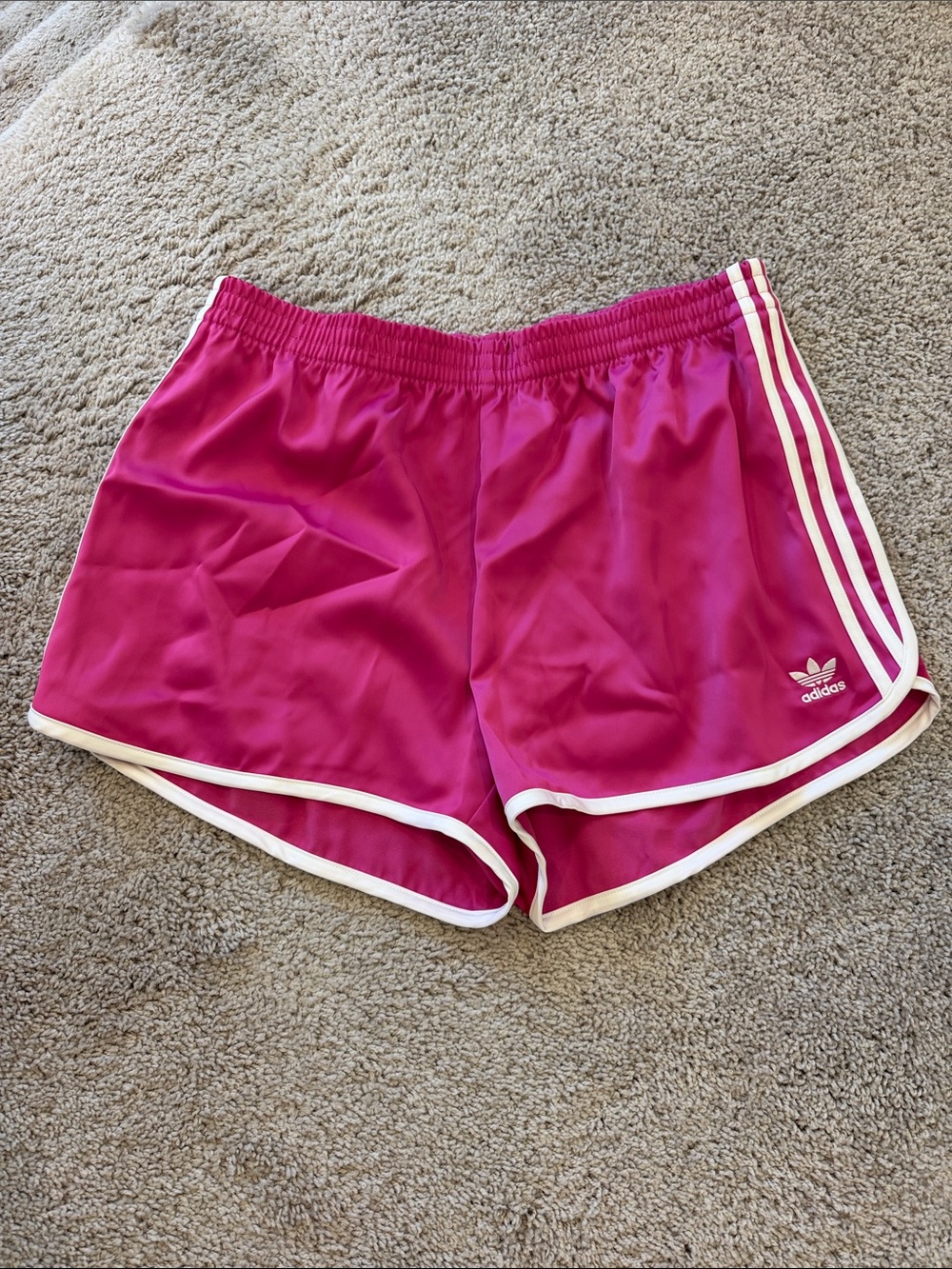 adidas Women’s Magenta Athletic Shorts with White Trim